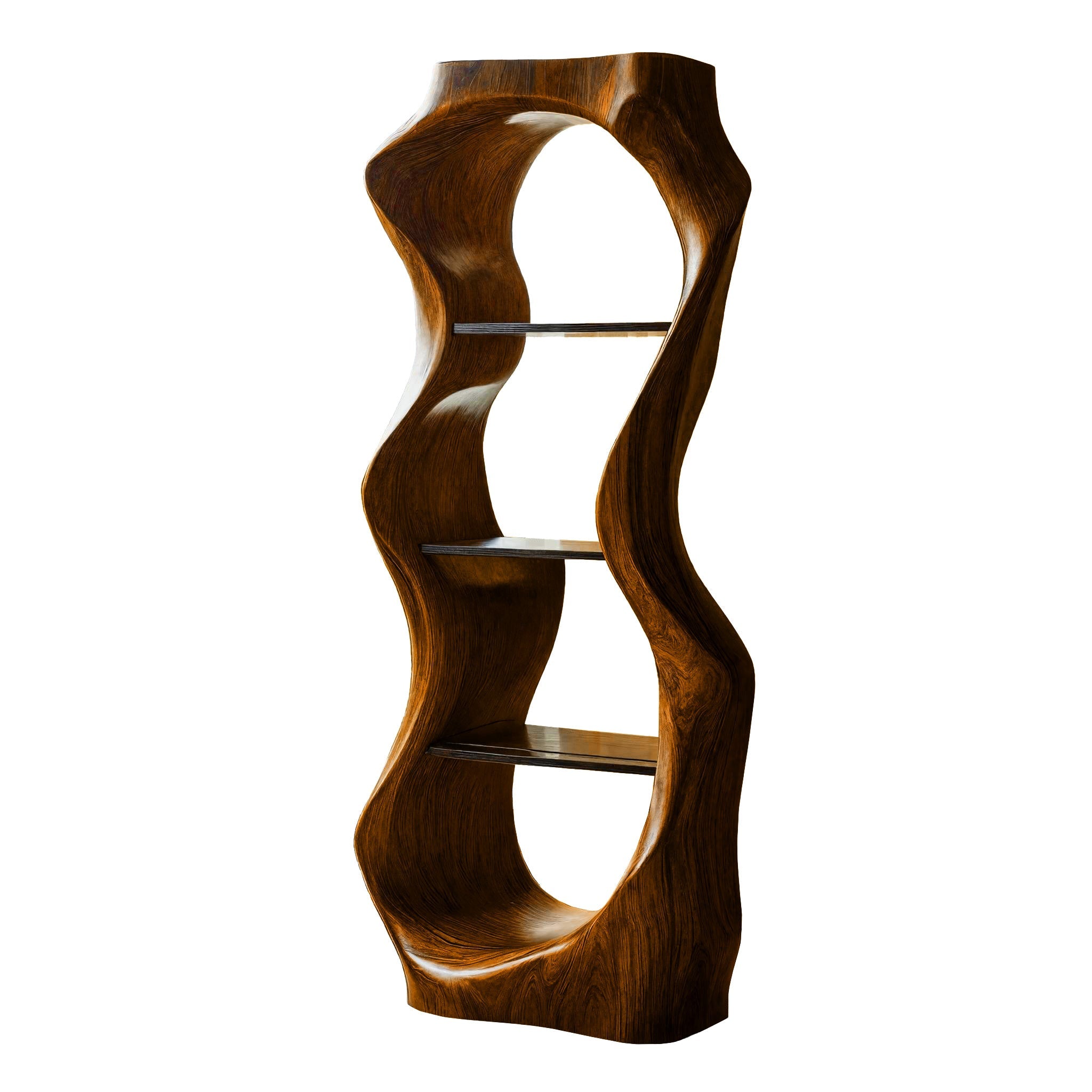 Ardello Sculpted Solid Wood Wine Display Shelf