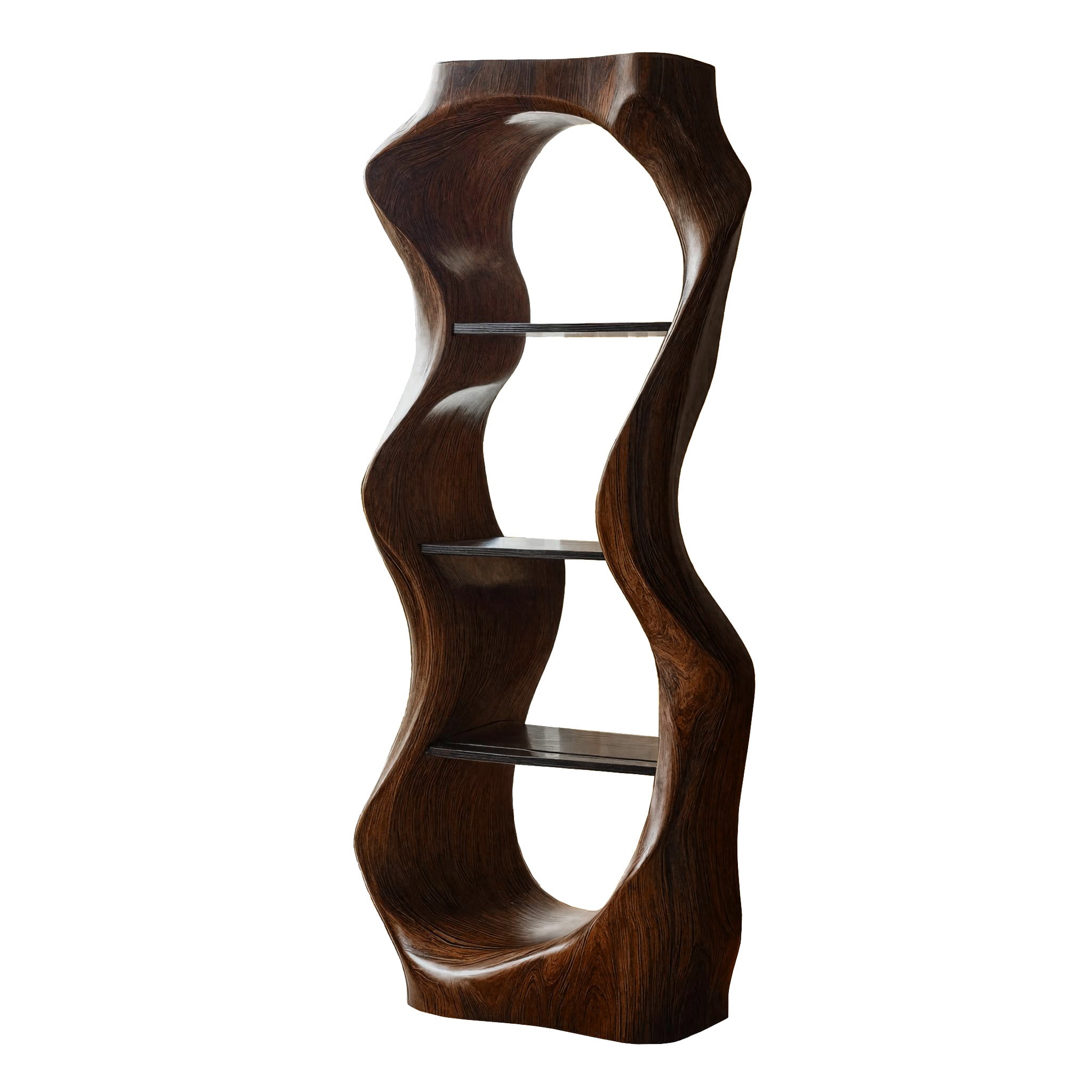 Ardello Sculpted Solid Wood Wine Display Shelf