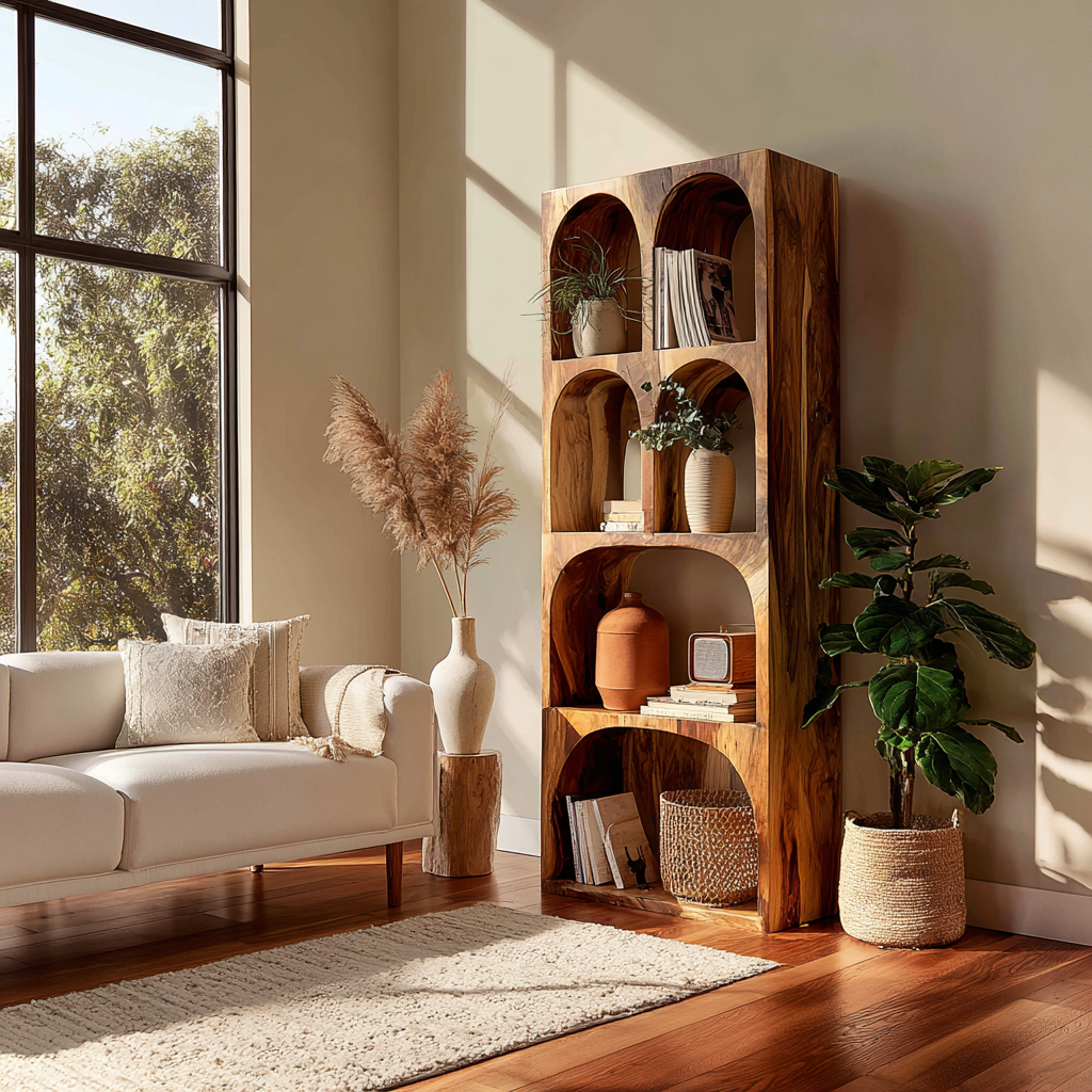 Arvela Sculpted Solid Wood Decorative Bookshelf
