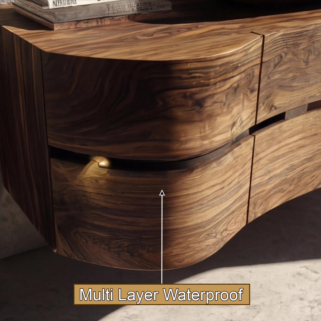 Arvessa Sculpted Solid Wood Floating Bathroom Vanity with Drawers