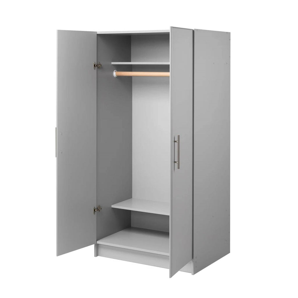 Light Grey Wood Bedroom Armoire – Wardrobe with Hanging Rail