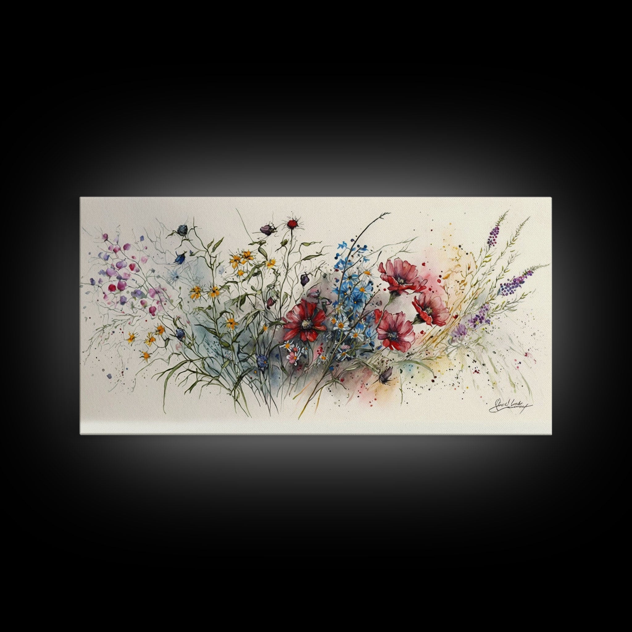 Wildflower Watercolor Canvas Print – Rustic Farmhouse Wall Art