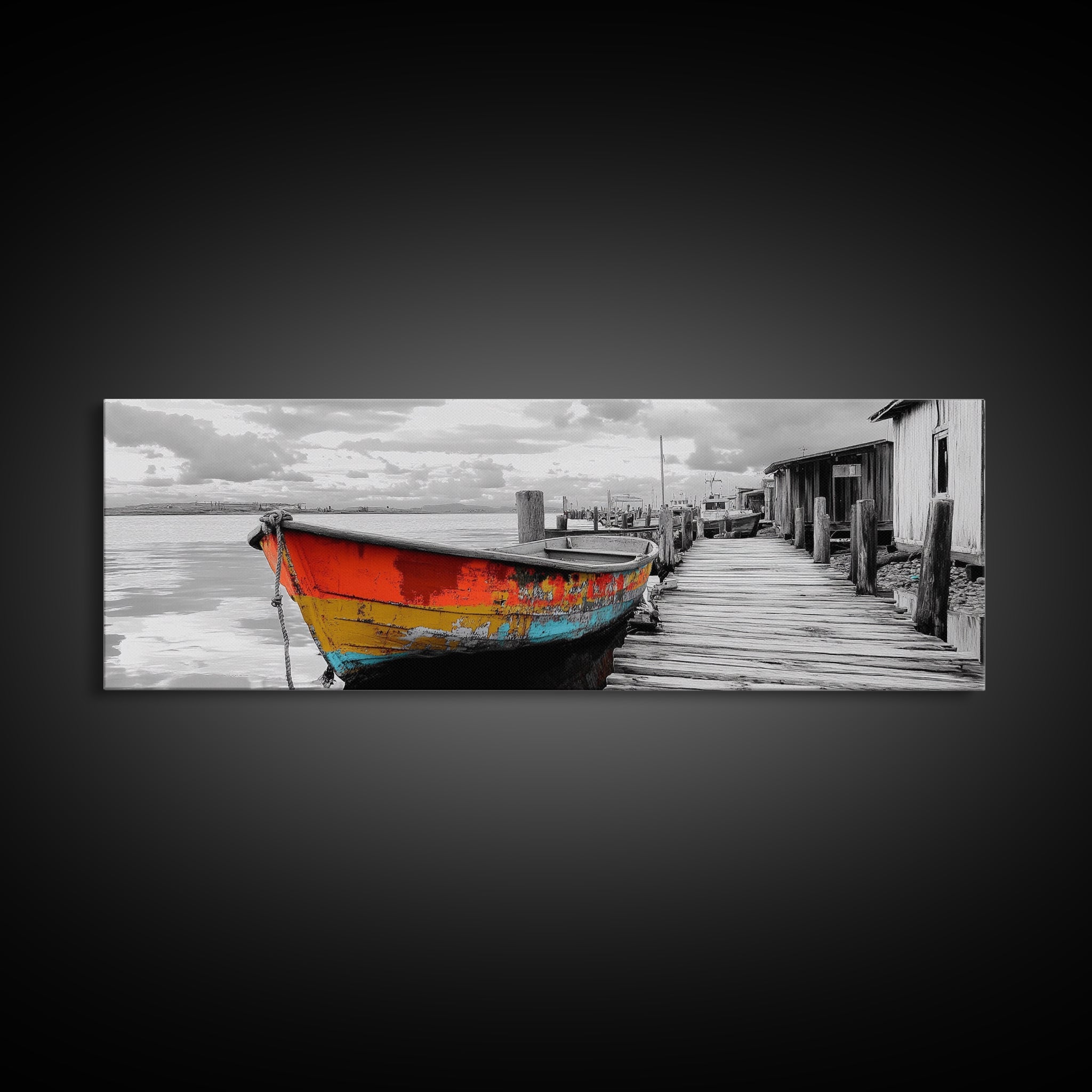 Fishing Boat Framed Canvas – Rustic Coastal Wall Art