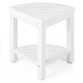 Heavy Duty Corner Shower Bench Stool with Storage Shelf for Shaving Legs-White