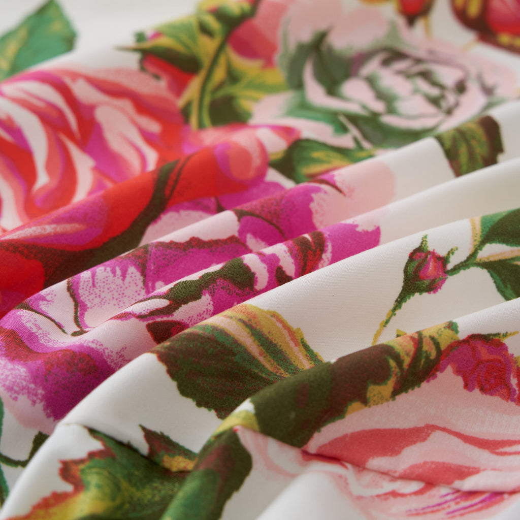 Romantic Roses Floral Bed Skirt – Pink & White Ruffled Dust Ruffle