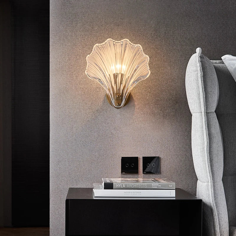 Madison - Fancy modern glass shell lampshade indoor bathroom waterproof next wall lamp led brass wall lamp