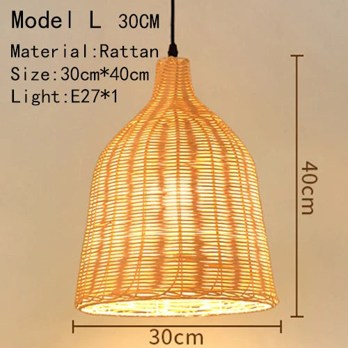 Bamboo Hand Knitted Wood Rattan Creative Hanging Lamp Light Fixture