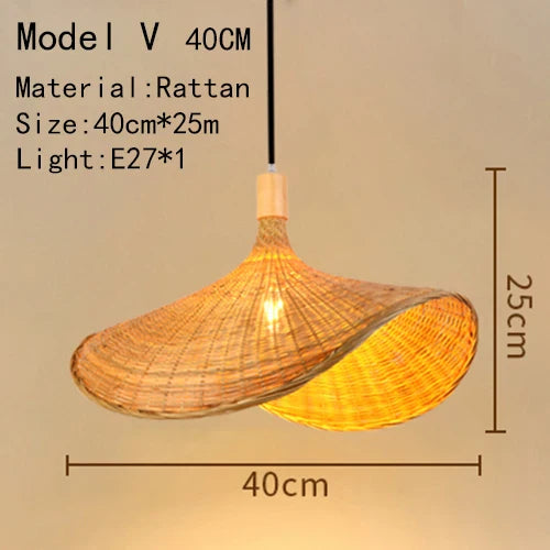 Bamboo Hand Knitted Wood Rattan Creative Hanging Lamp Light Fixture