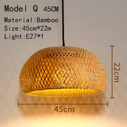Bamboo Hand Knitted Wood Rattan Creative Hanging Lamp Light Fixture