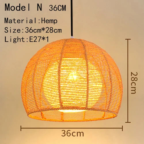 Bamboo Hand Knitted Wood Rattan Creative Hanging Lamp Light Fixture