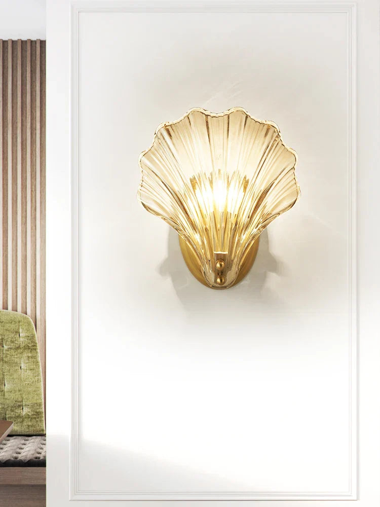 Madison - Fancy modern glass shell lampshade indoor bathroom waterproof next wall lamp led brass wall lamp