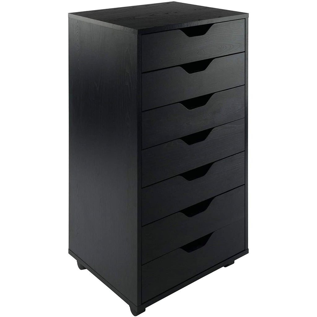 Scandinavian 7-Drawer Storage Cabinet – Black Finish