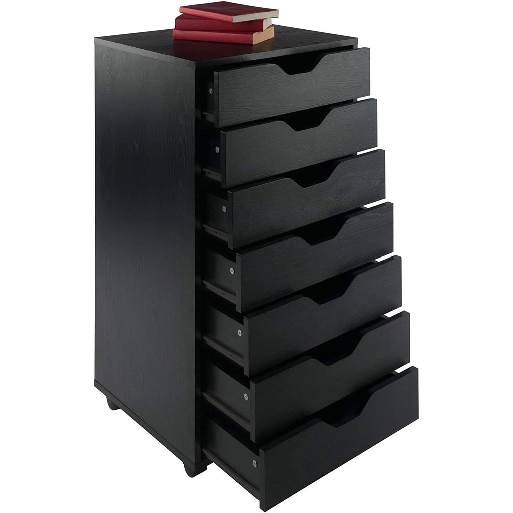Scandinavian 7-Drawer Storage Cabinet – Black Finish