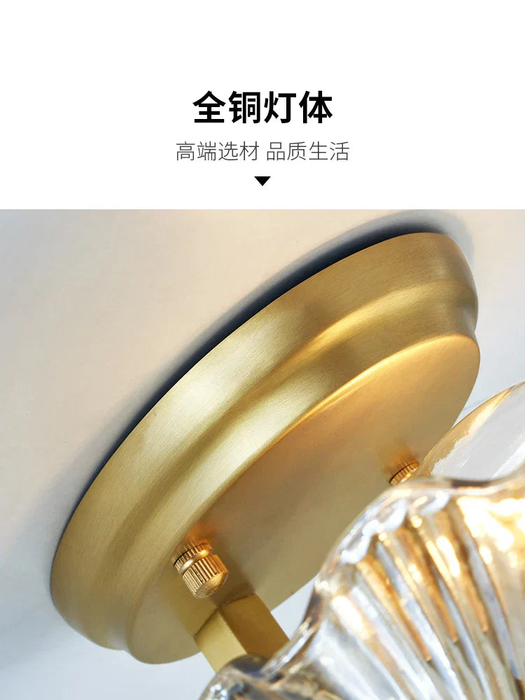 Madison - Fancy modern glass shell lampshade indoor bathroom waterproof next wall lamp led brass wall lamp