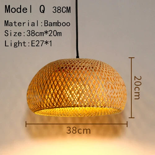 Bamboo Hand Knitted Wood Rattan Creative Hanging Lamp Light Fixture