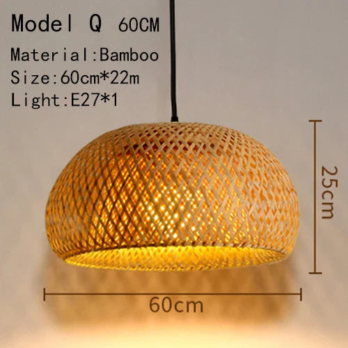 Bamboo Hand Knitted Wood Rattan Creative Hanging Lamp Light Fixture