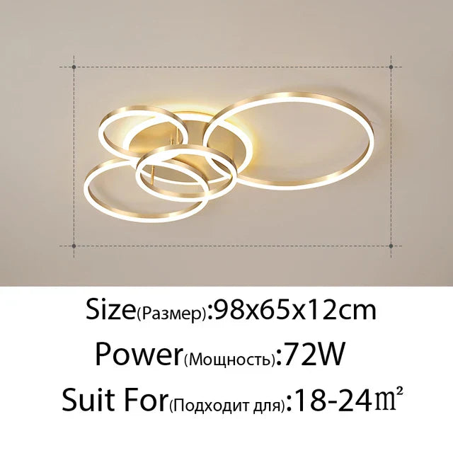 DecorBites™ LED Rings Ceiling Chandelier: Dimmable Living Room Lighting, Modern Parlor Foyer Decor