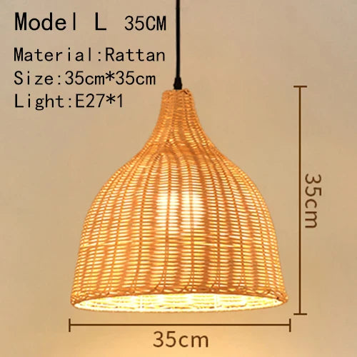 Bamboo Hand Knitted Wood Rattan Creative Hanging Lamp Light Fixture