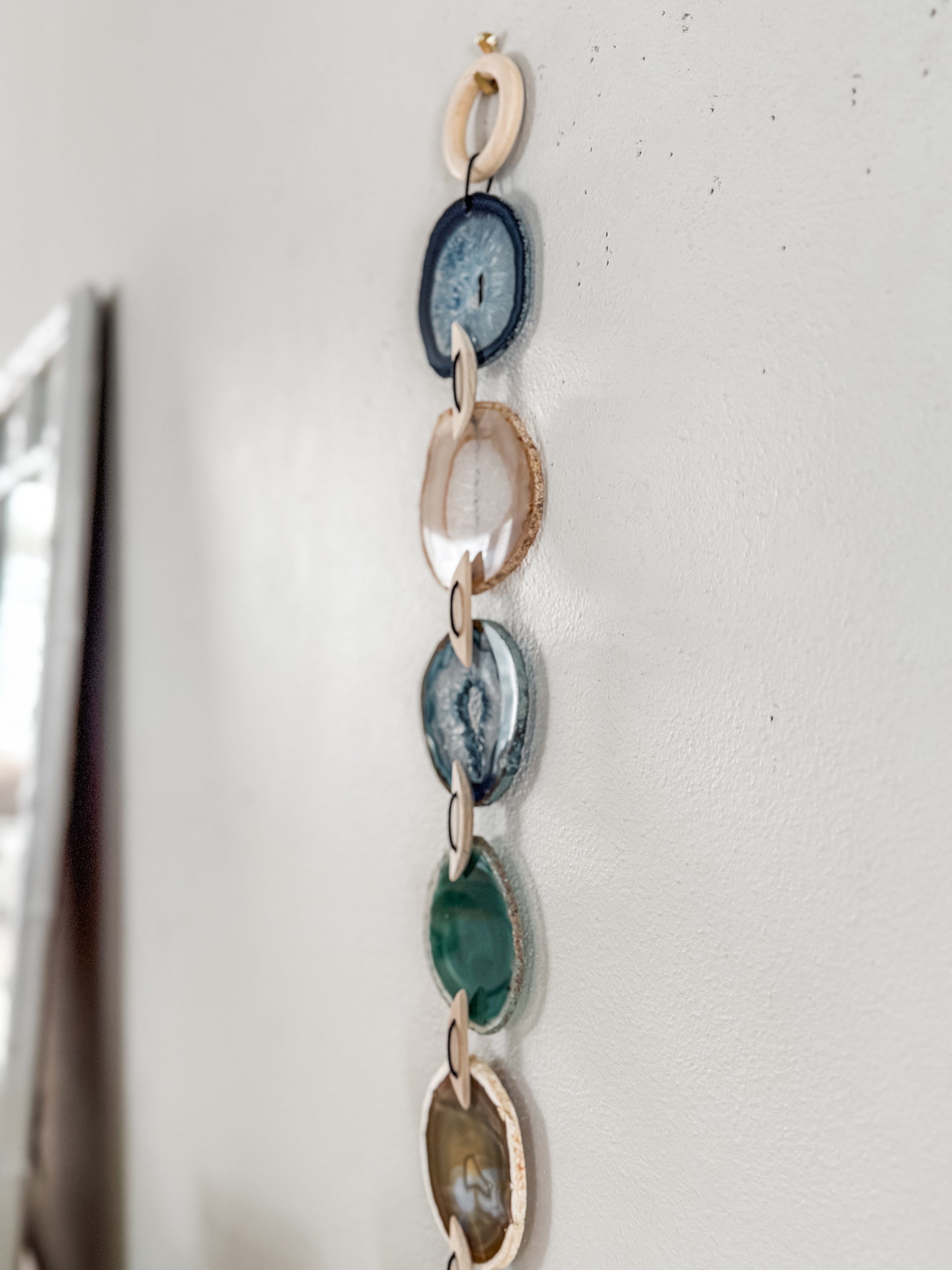 48" Coastal Calm Agate Wall Hanging – 11 Slice Handcrafted Natural Garland Wall Art
