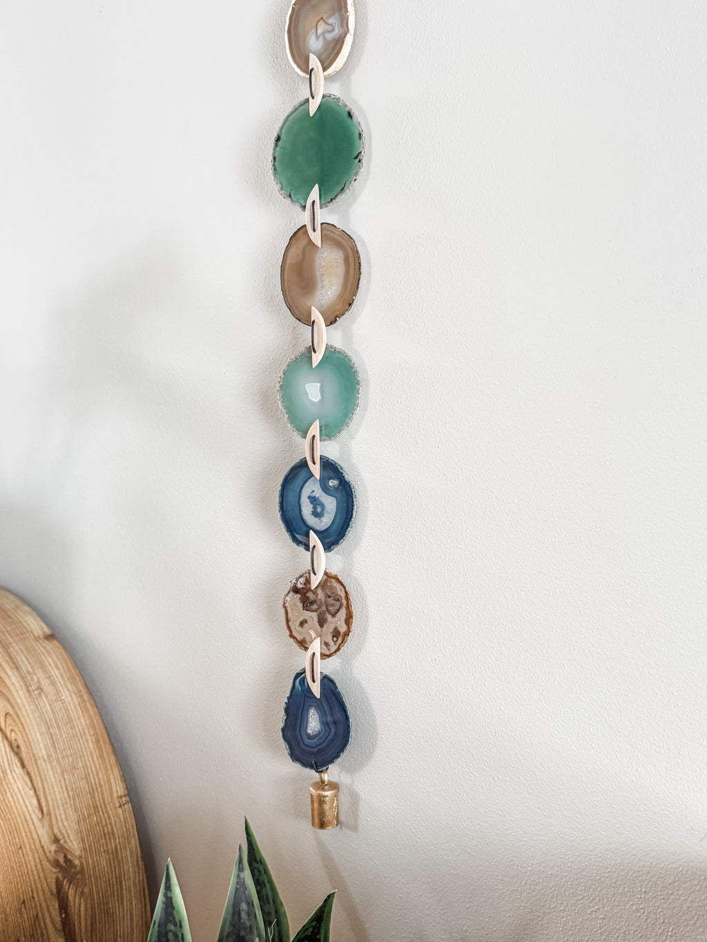 48" Coastal Calm Agate Wall Hanging – 11 Slice Handcrafted Natural Garland Wall Art