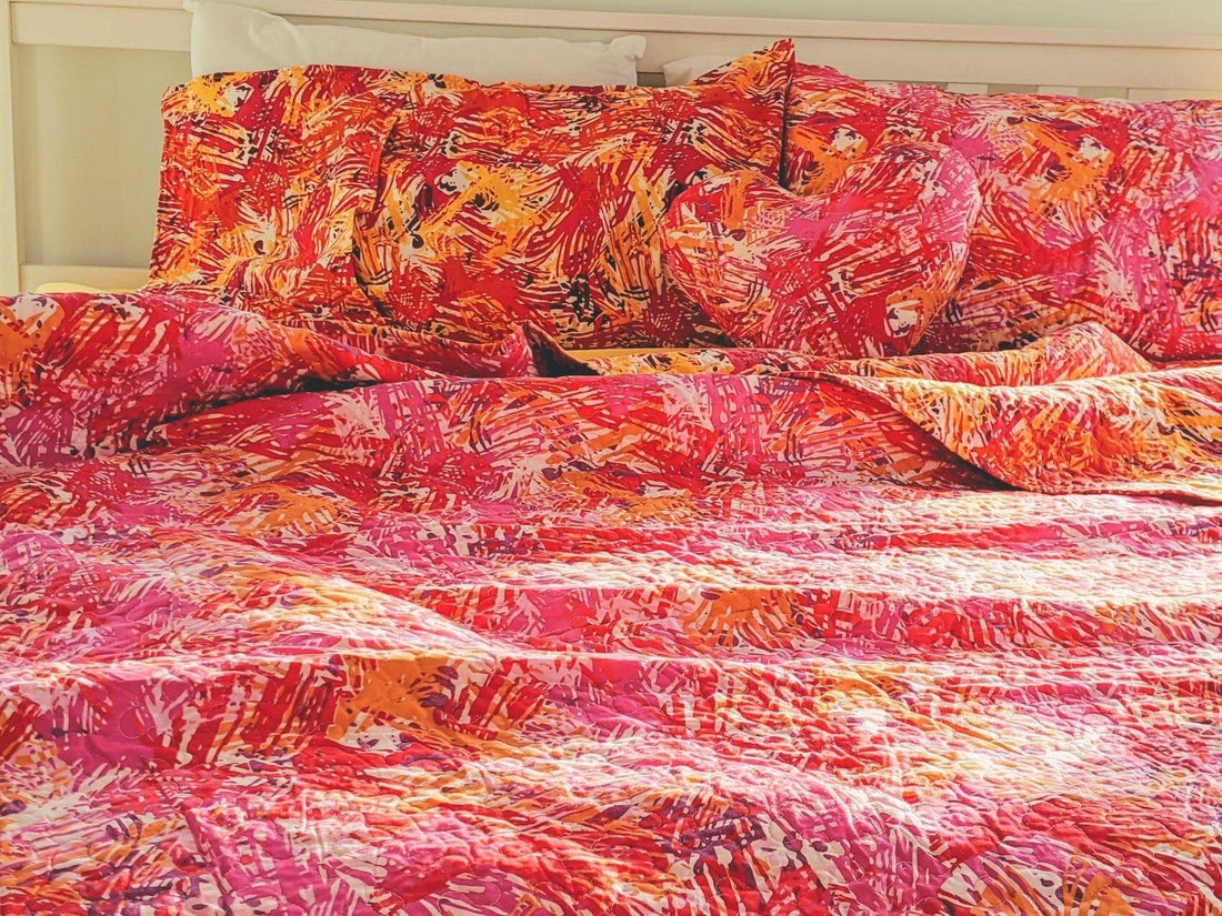 Lovely Pop of Colors Quilted Bedspread Set – Lightweight (KBJ1625)