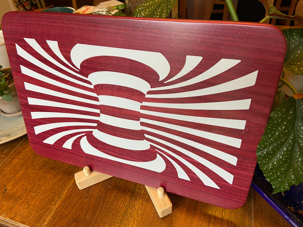 Purple Heart Charcuterie Board - Handcrafted "Worm Hole" Inlay.