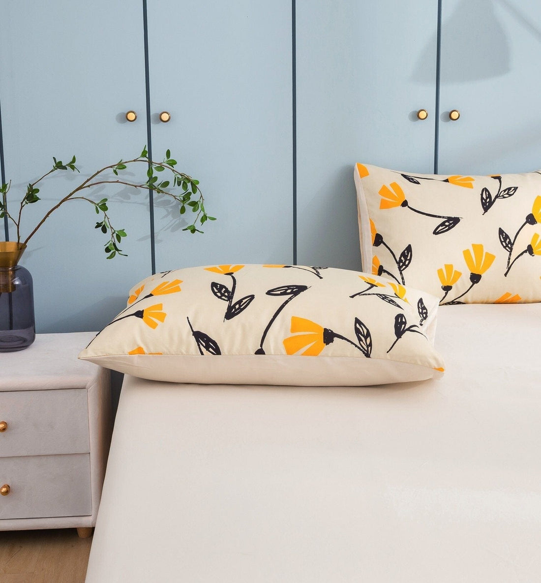 Yellow Fleur Botanical Bedding Set – Duvet, Sheets & Pillowcases (18112)