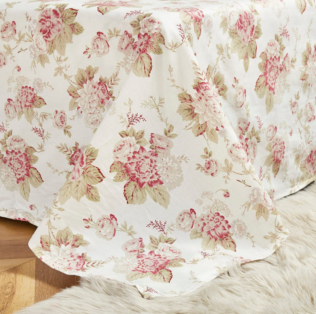 Hint of Mint Cottage Floral Cotton Flat Sheet Set – With Pillowcase (3036)