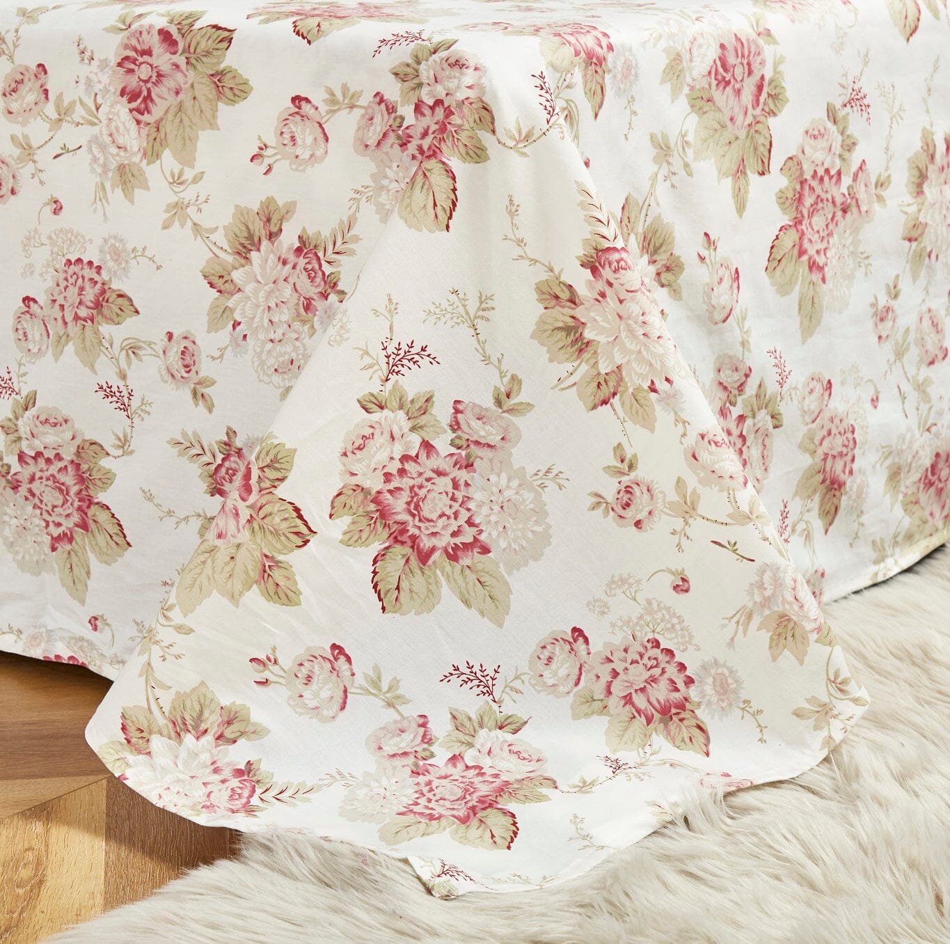 Hint of Mint Cottage Floral Cotton Flat Sheet Set – With Pillowcase (3036)