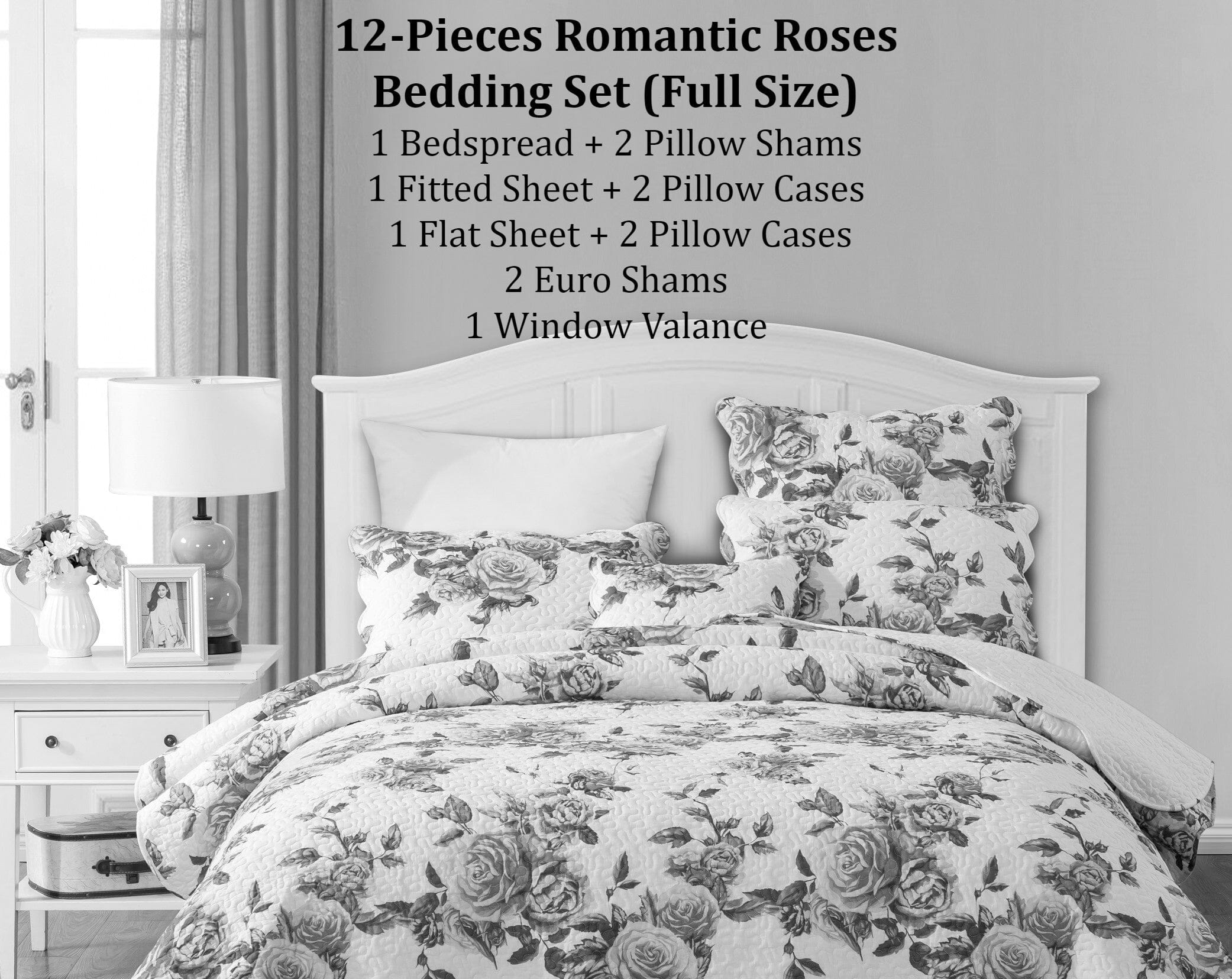 Romantic Roses Bedding Set – Bed in a Bag Bundle (JHW-879)