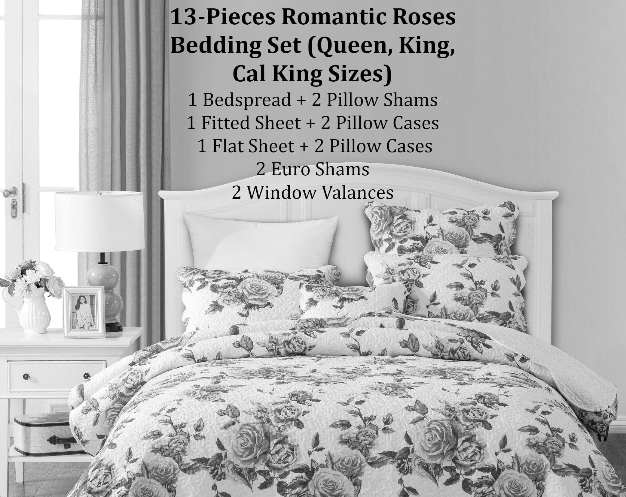 Romantic Roses Bedding Set – Bed in a Bag Bundle (JHW-879)