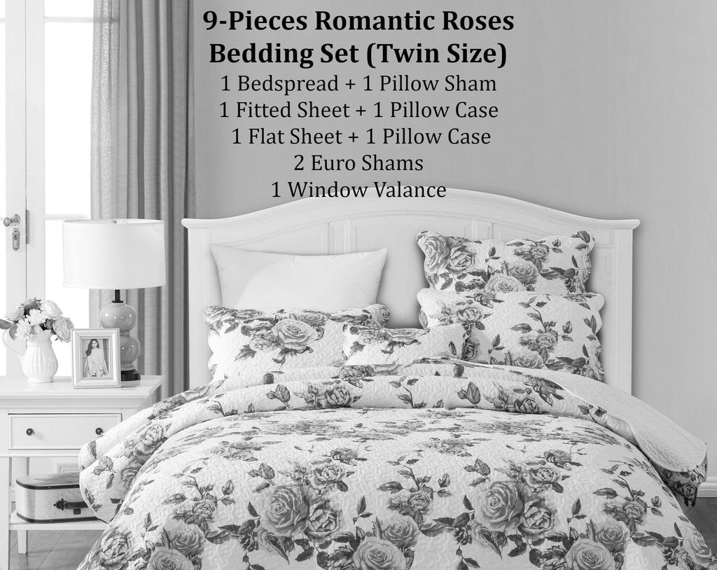 Romantic Roses Bedding Set – Bed in a Bag Bundle (JHW-879)