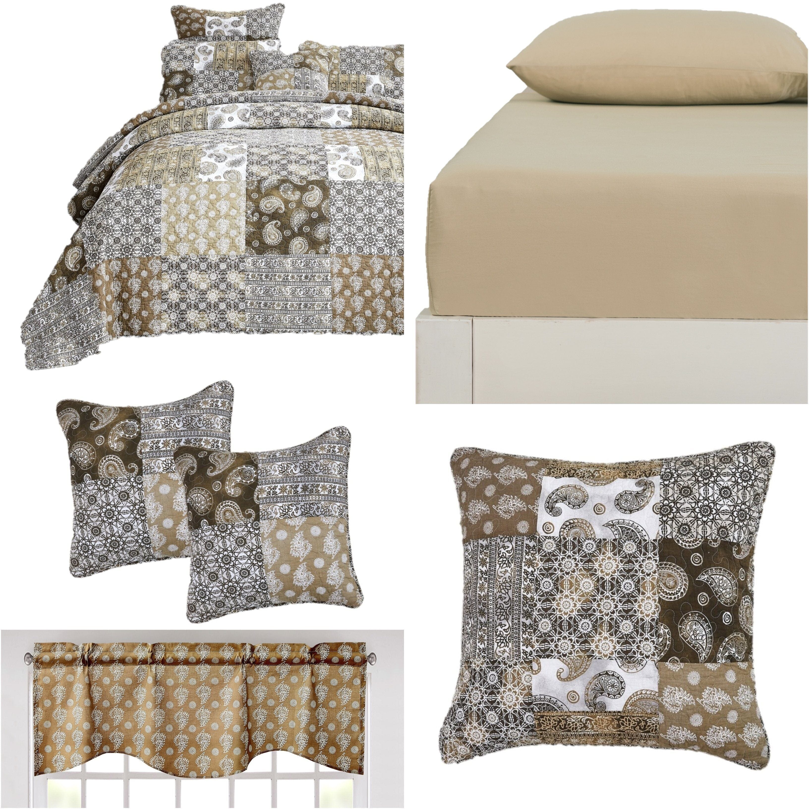 Bohemian Paisley Bed in a Bag Set – Olive Brown Floral (JHW885)