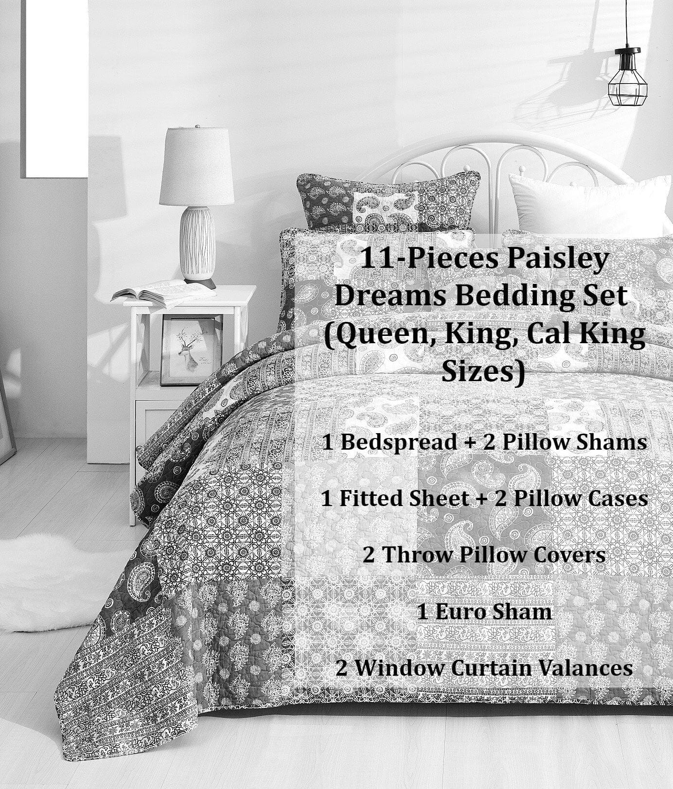 Bohemian Paisley Bed in a Bag Set – Olive Brown Floral (JHW885)