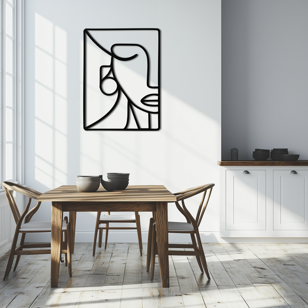 Abstract Face Metal Wall Art – Modern Minimalist Steel Decor