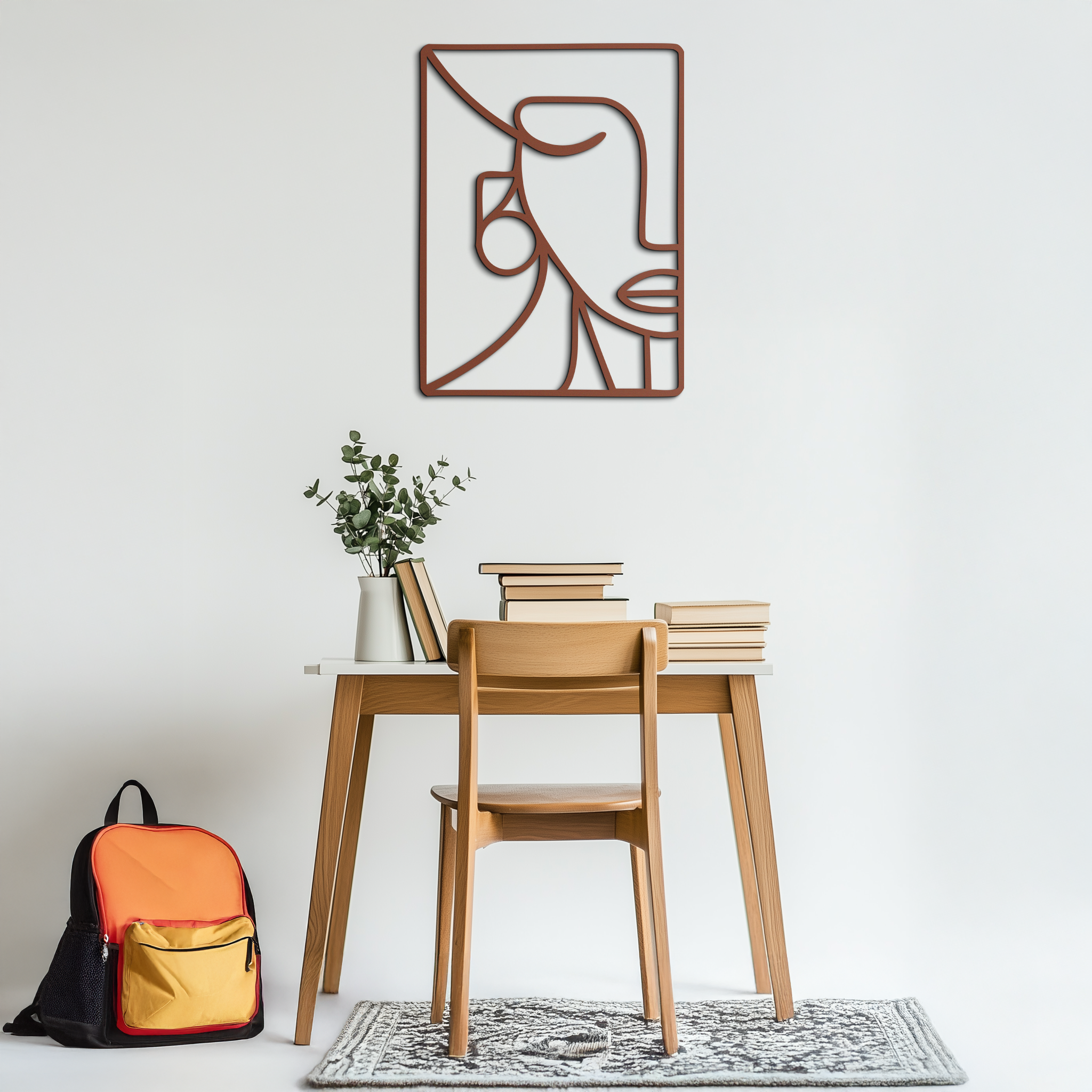 Abstract Face Metal Wall Art – Modern Minimalist Steel Decor
