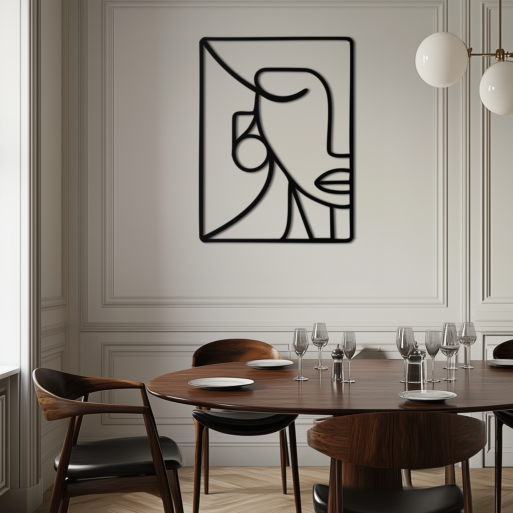 Abstract Face Metal Wall Art – Modern Minimalist Steel Decor