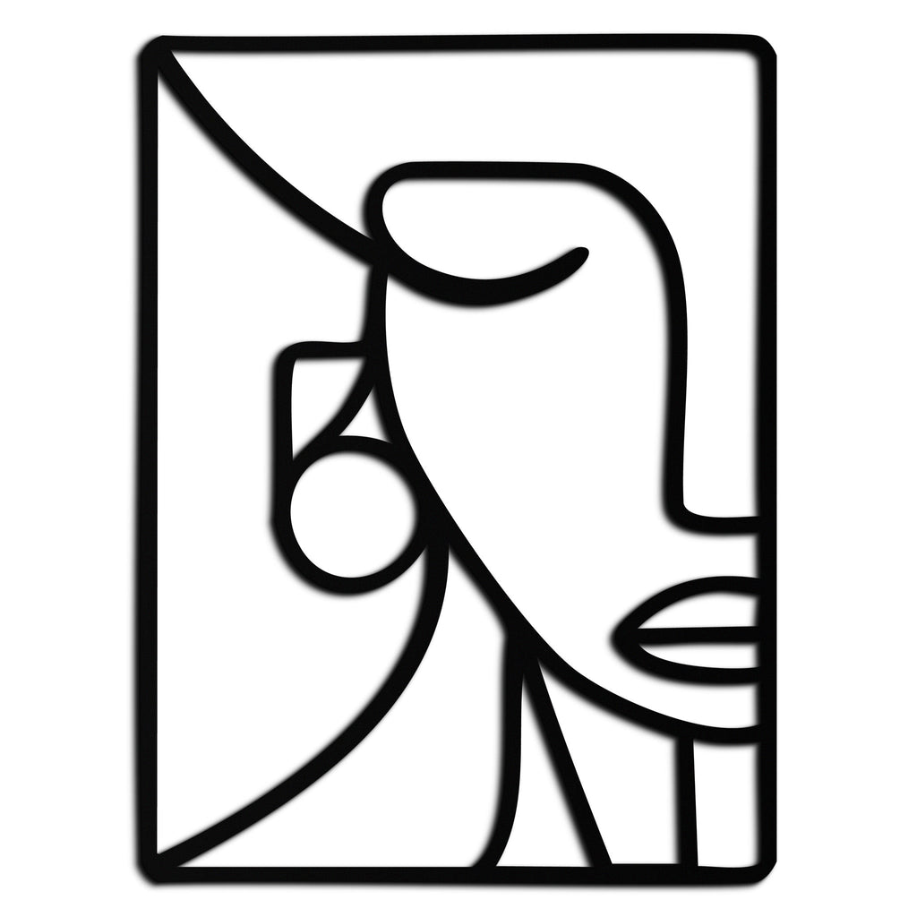 Abstract Face Metal Wall Art – Modern Minimalist Steel Decor