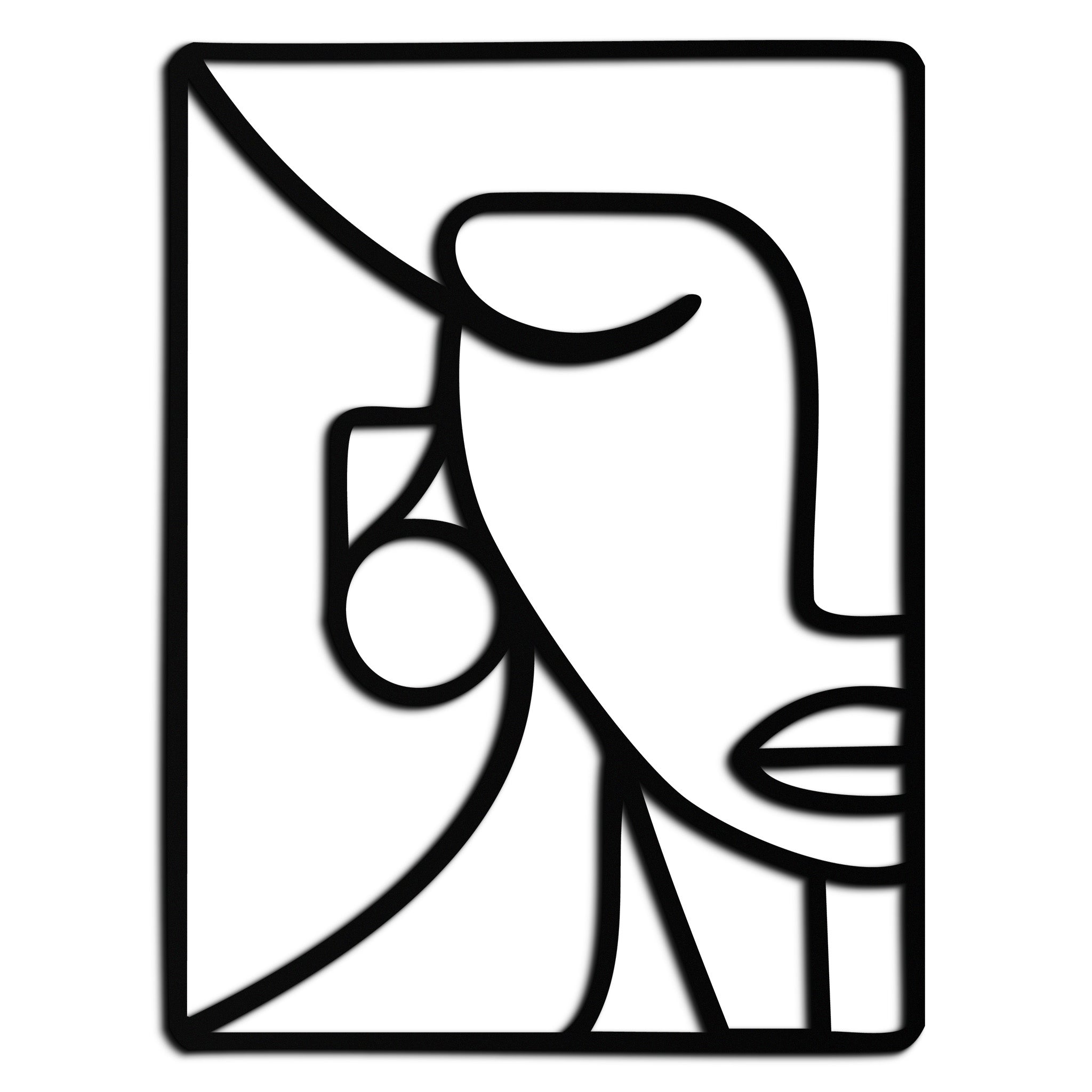 Abstract Face Metal Wall Art – Modern Minimalist Steel Decor