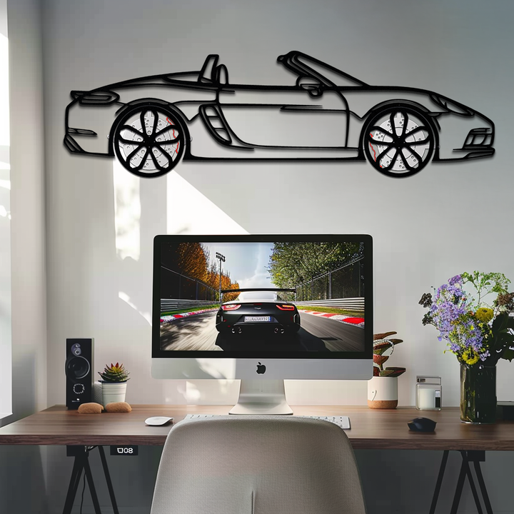 Porsche 718 Boxster GTS Metal Wall Art – Rotating Wheels