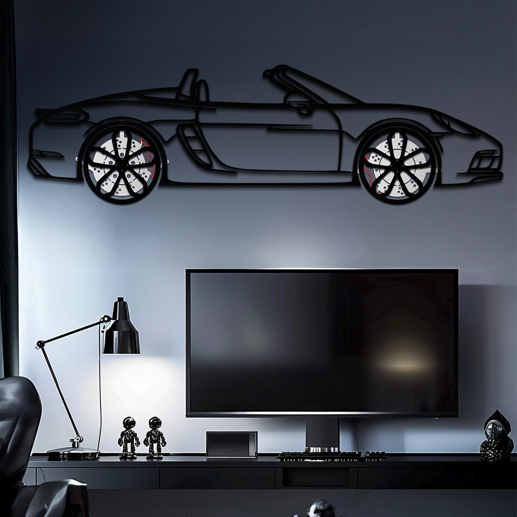Porsche 718 Boxster GTS Metal Wall Art – Rotating Wheels