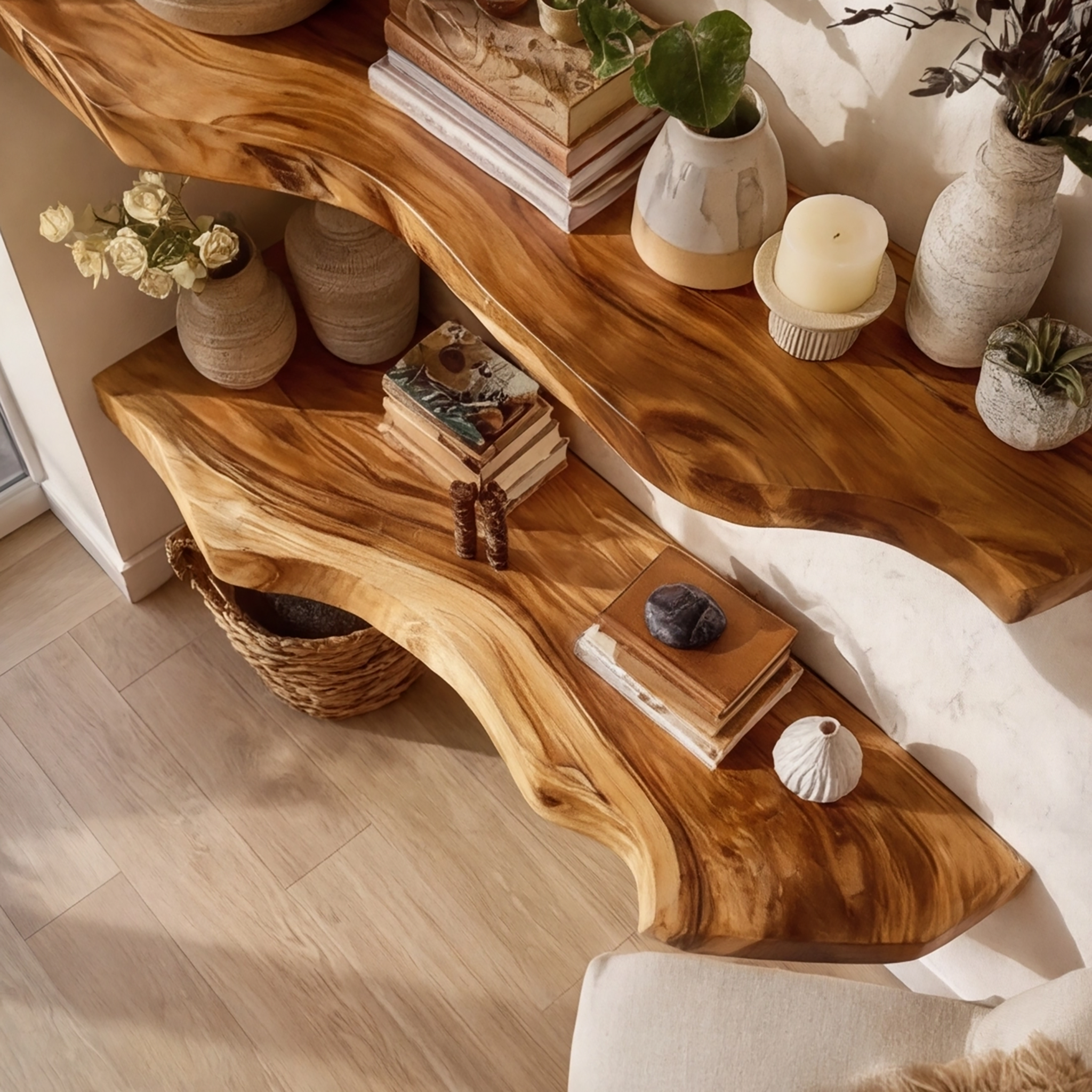 Kavion Live Edge Solid Wood Floating Shelf SPA486225