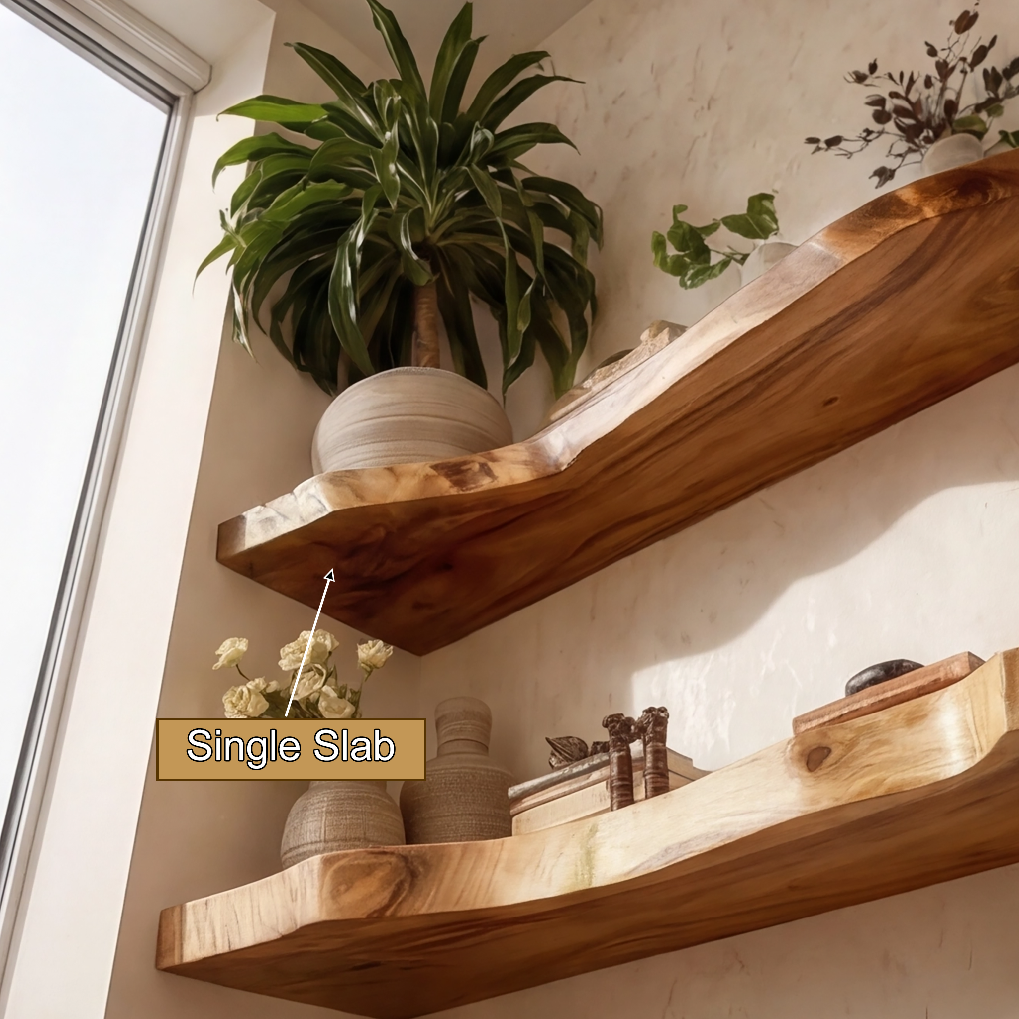 Kavion Live Edge Solid Wood Floating Shelf SPA486225