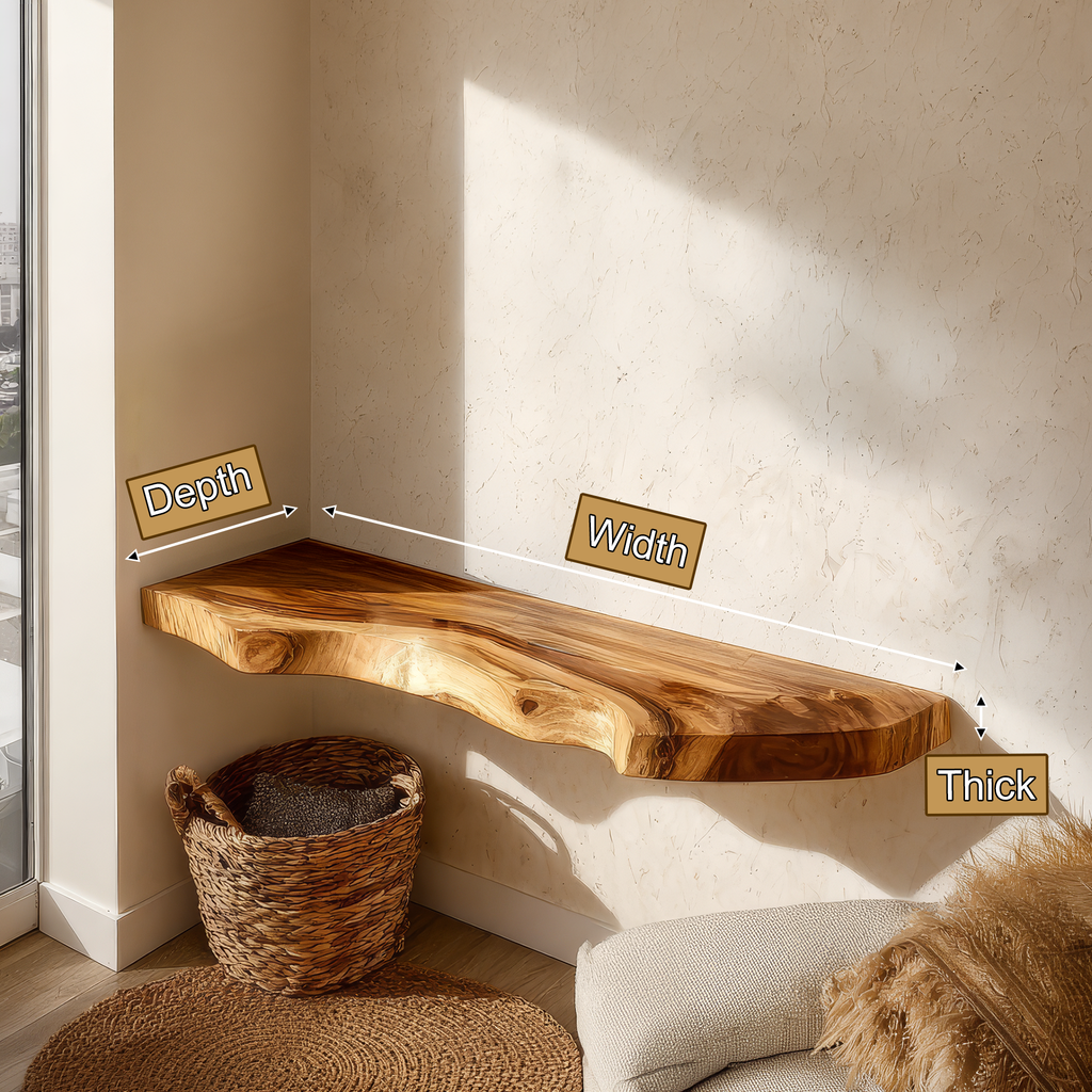 Kavion Live Edge Solid Wood Floating Shelf SPA486225
