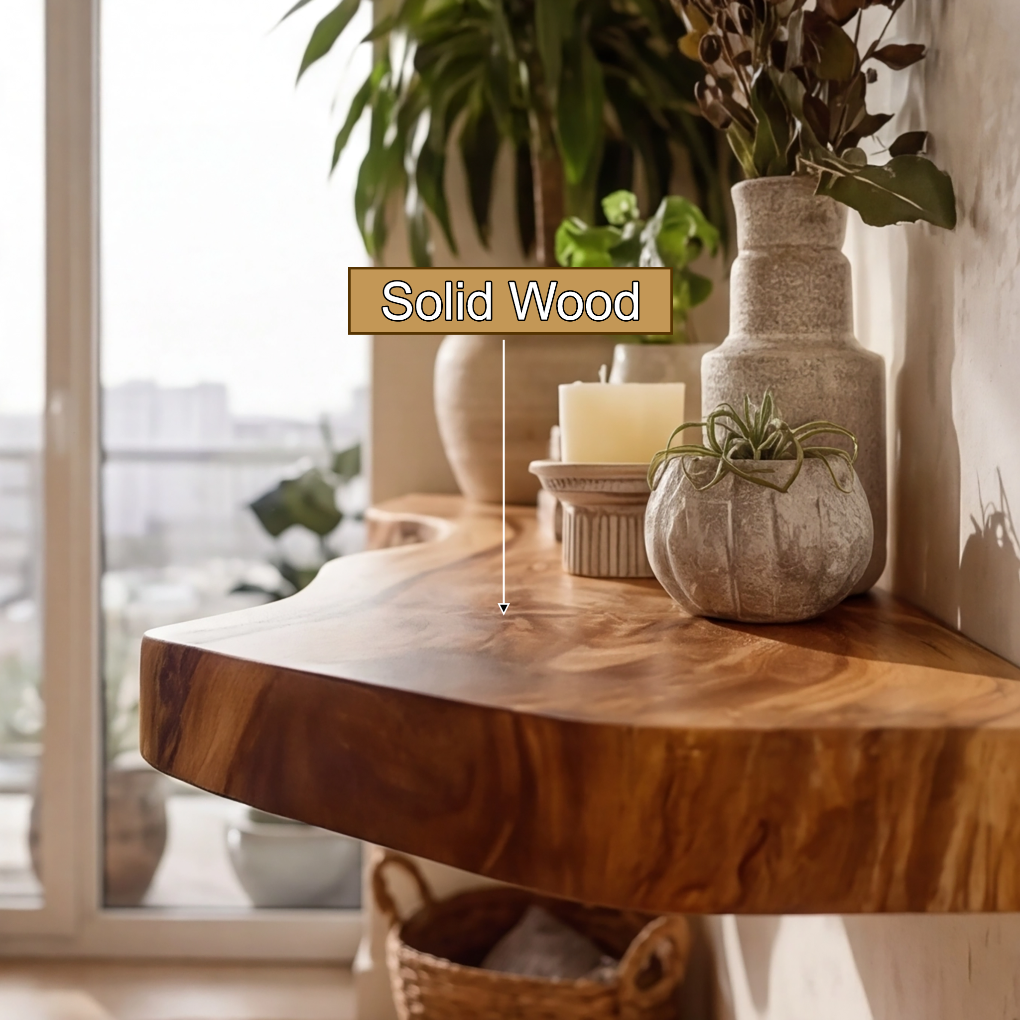Kavion Live Edge Solid Wood Floating Shelf SPA486225