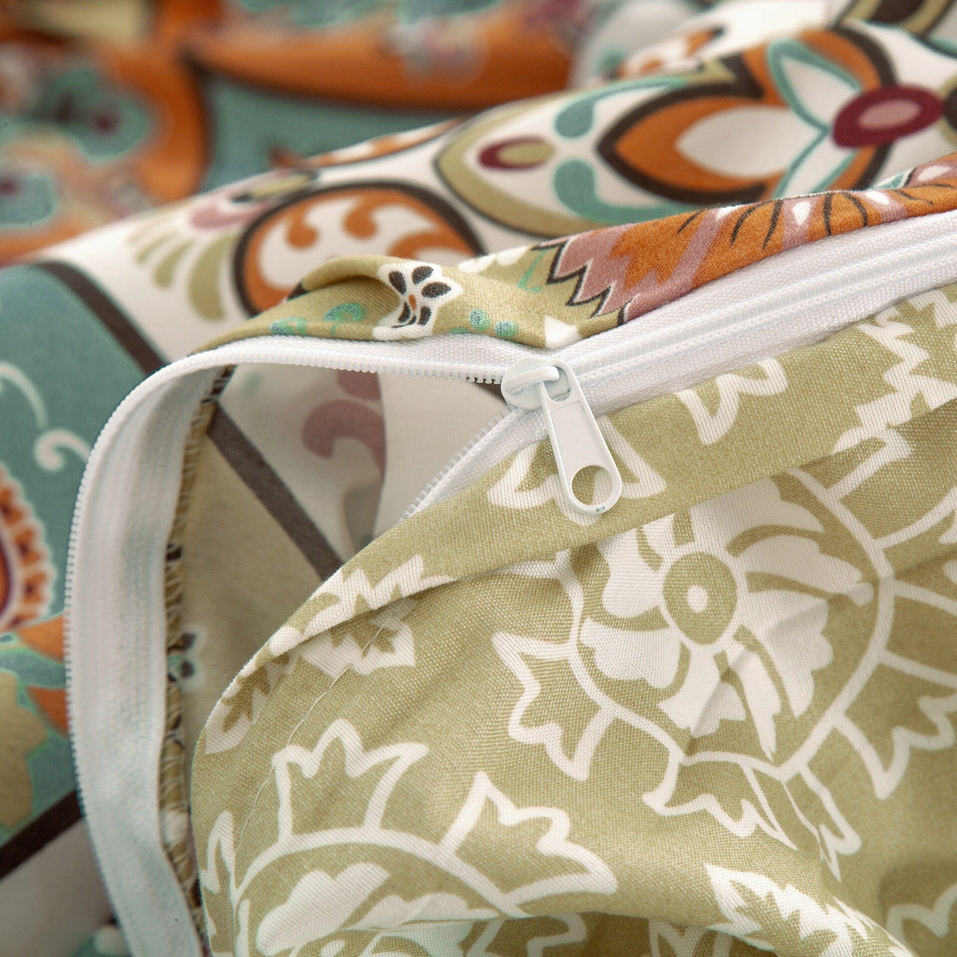 Bohemian Reversible Duvet Cover Set – Coral & Teal Floral Paisley