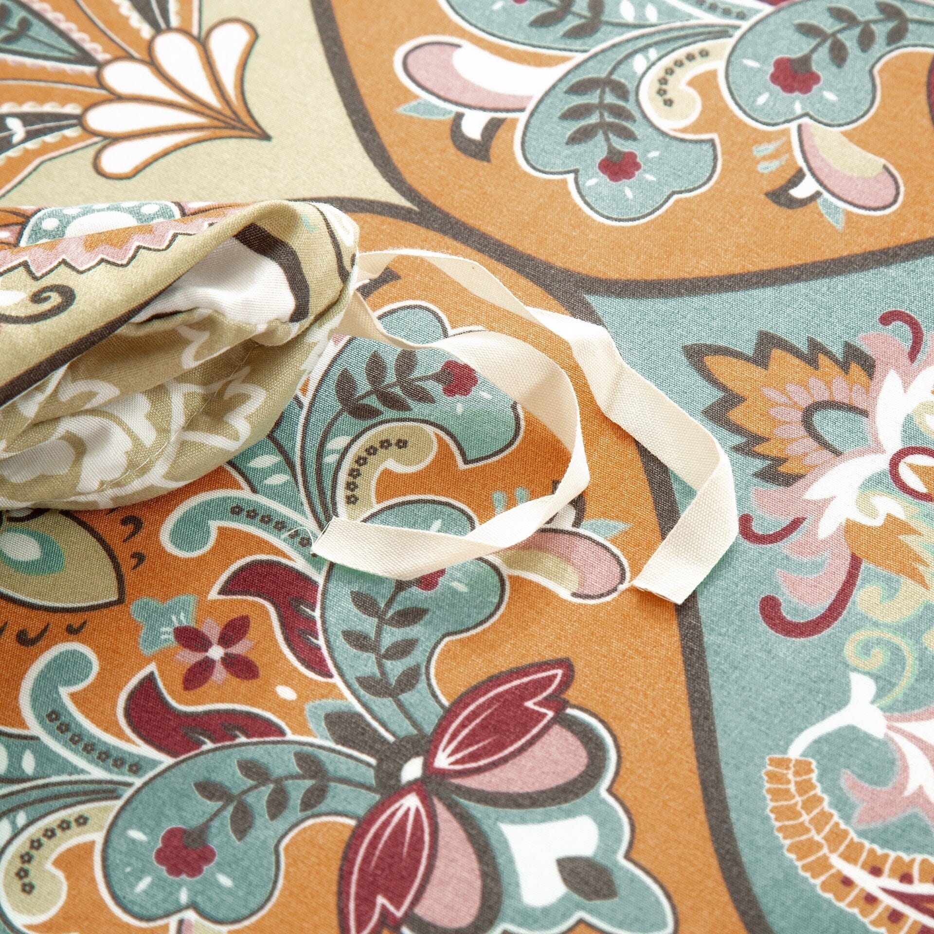 Bohemian Reversible Duvet Cover Set – Coral & Teal Floral Paisley