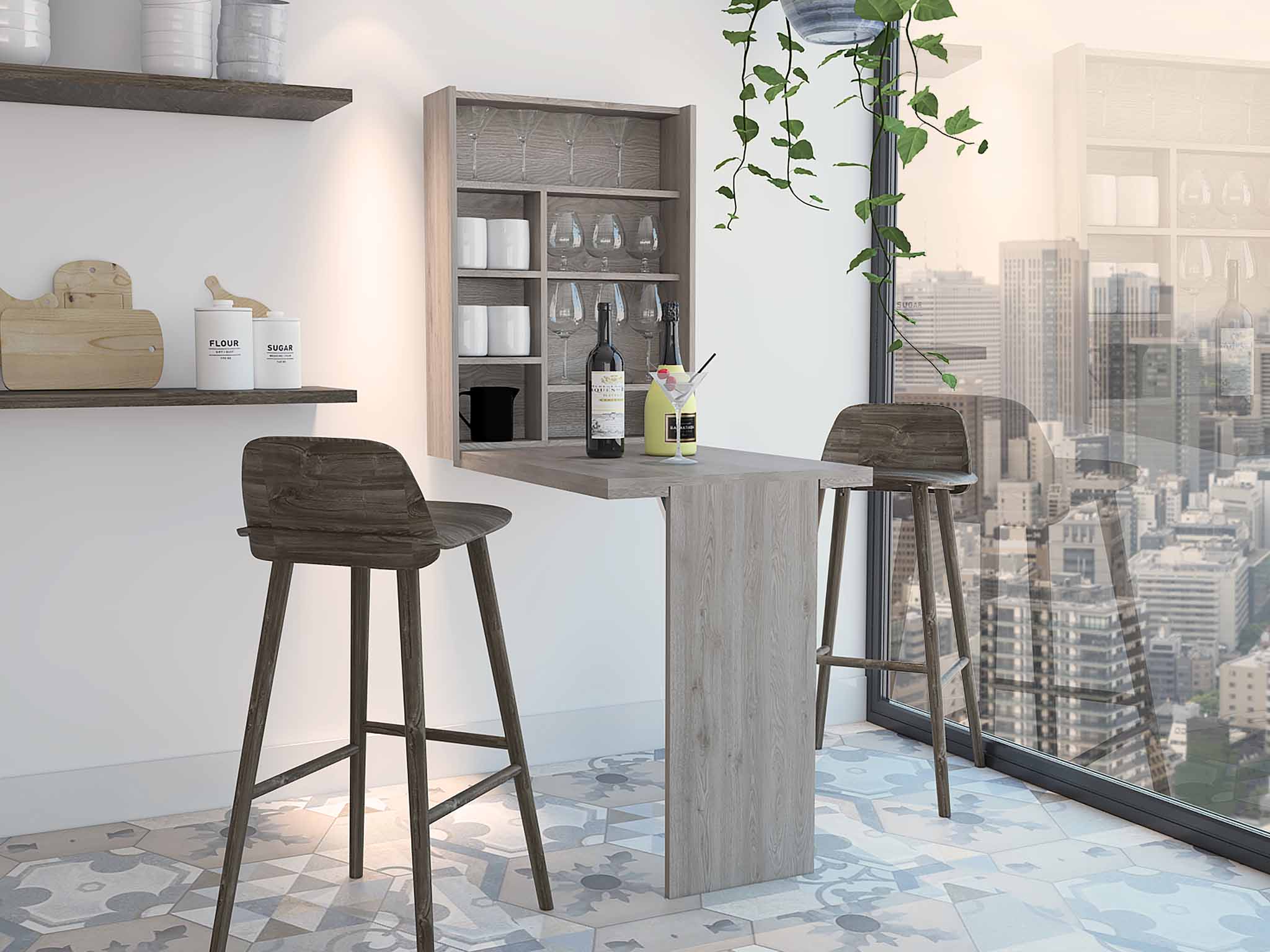 Dalton Foldable Desk, One Shelf With Divisions by FM FURNITURE