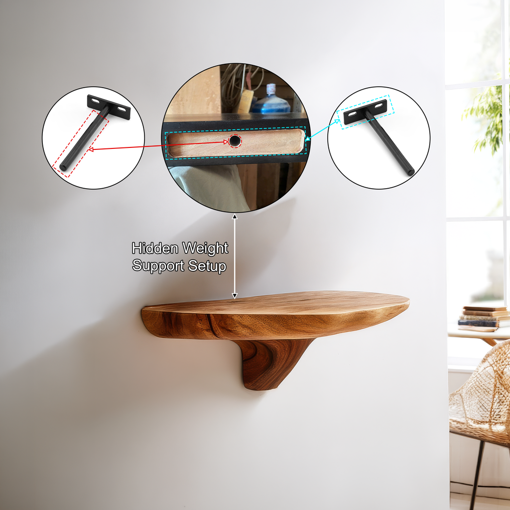 Norvyn Mushroom Solid Wood Floating Shelf SPA187695