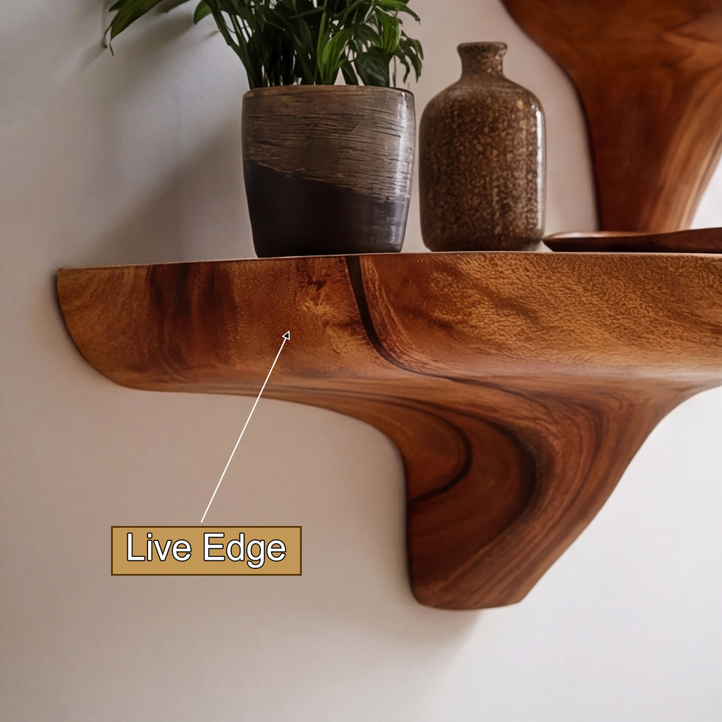 Norvyn Mushroom Solid Wood Floating Shelf SPA187695